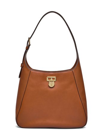 Leather Large Tanner Shoulder Bag Brown Lauren Ralph Lauren