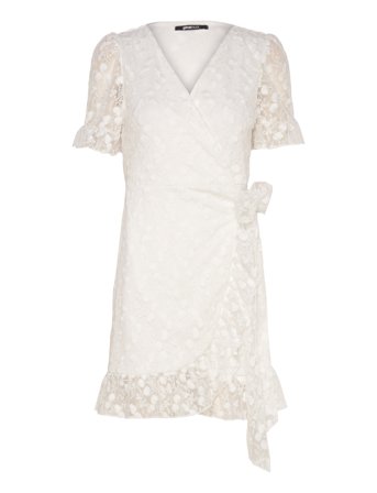 Gina Tricot Lace Wrap Mini Dress - Cream - L