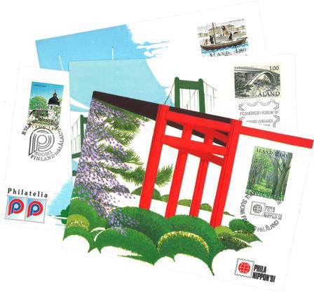 Åland 1991 - 4 udstillingskort