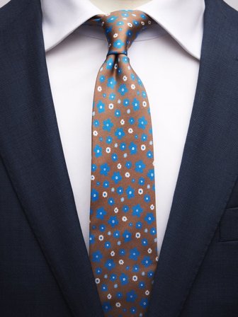 John Henric Men's Braune Geblümte Krawatte Size 6,5