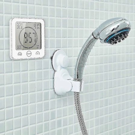 Vandtæt badeværelsesur og timer til brusebad, digitalt vandafvisende brusebadsvækkeur med sugekop, vandtæt badeværelsesvægur
