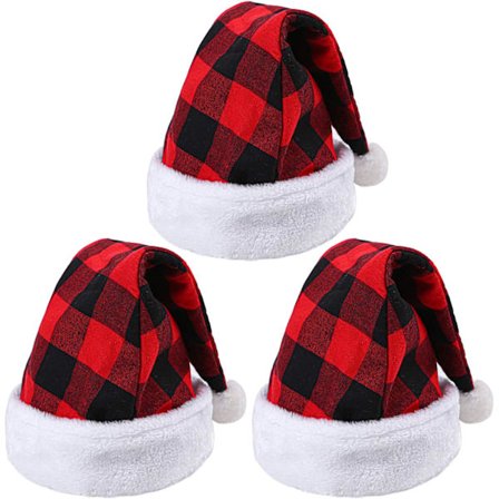 3-delad julhatt Rutig julhatt Lyxig plyschhatt för julkostymfester och semesteraktiviteter