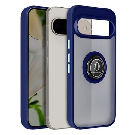 Kuori Google Pixel 9/9 Pro - Iskunkestävä - Videotukirengas - Metallipintainen - Yönsininen