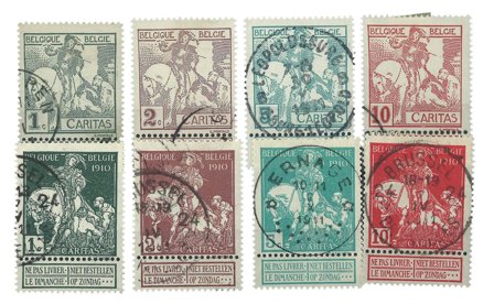 Belgien 1910 - OBP 84-91 - Stemplet