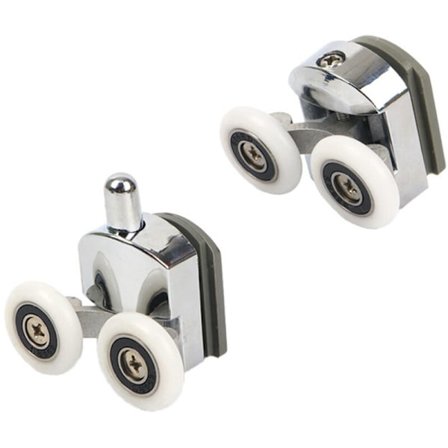 4 stk Doble Ruller - for Skyvedusjdører, 2 Hjul 23mm Diameter Sinklegering Bad