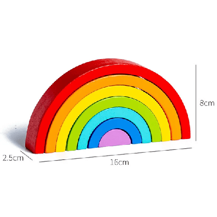 Arch Bridge Rainbow Byggeklosser Barn Montessori Educational Spill Farge og Form Kognitive Tre Leker