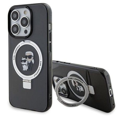 Karl Lagerfeld KLHMP13LHMRSKCK iPhone 13 Pro 6.1" musta kovakotelo Ring Stand MagSafe