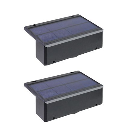 2 st Solcellslampa för Vägg, Solbelyst Trädgårdsgårdsstaketlampa LED Vattentät Solcellslampa för Trappor och Nedre Uterum