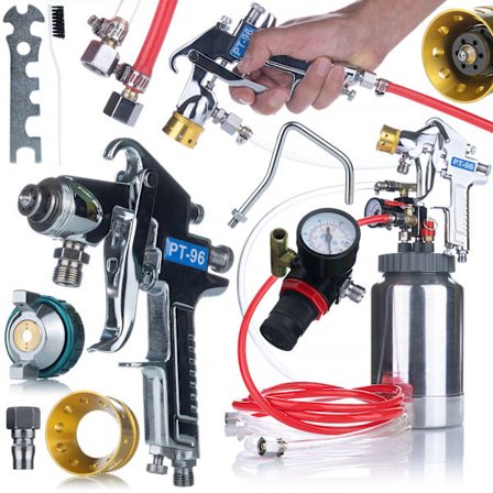 Pneumatisk Sprøjtepistol 2L – Højtryk, 3 Mm Dyse | 2 M Slange | til Væg- og Latexmaling