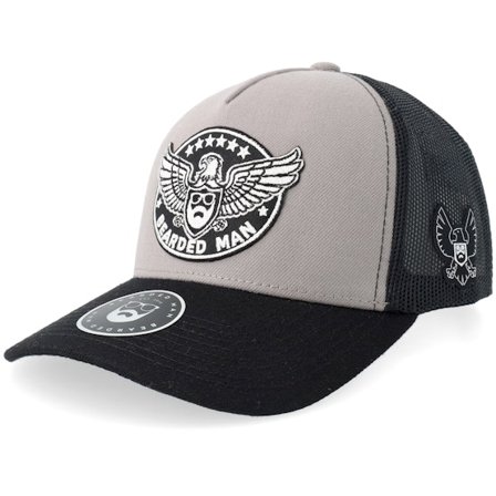 Bearded Man - Grå trucker Caps - Eagle Logo Light Grey/Black A-frame Trucker @ Hatstore