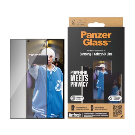 Panzer Privacy Samsung Galaxy S24 Ultra | Ultra-Wide Fit w. EasyAligner Screen Protector PanzerGlass - High quality tempered glass screen protector