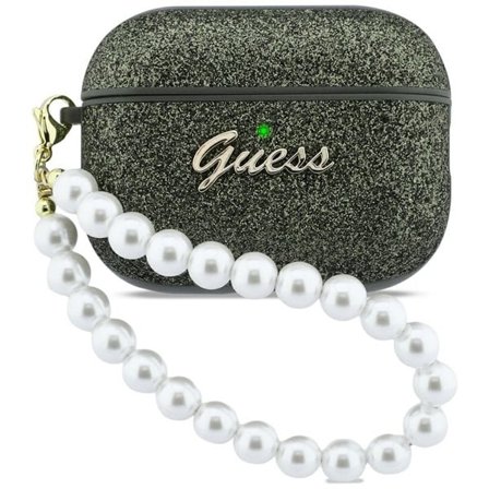 Guess Glitter Pearl Strap Fodral för AirPods Pro 3 - Svart och glitter