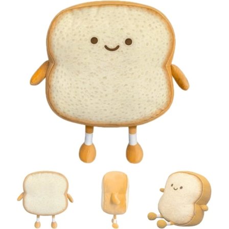 Toast Brød Pude, Blødt Plyslegetøj, Sjov Brødformet Plys Pude, Dukkelegetøj 3D Pyntepude Tegneseriefigur Legetøj