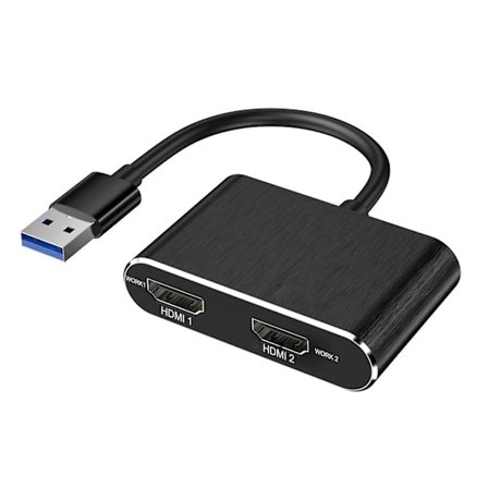 USB 3.0 til dobbel HDMI-adapter for ekstern video - Kun Windows-støtte {Db) Svart