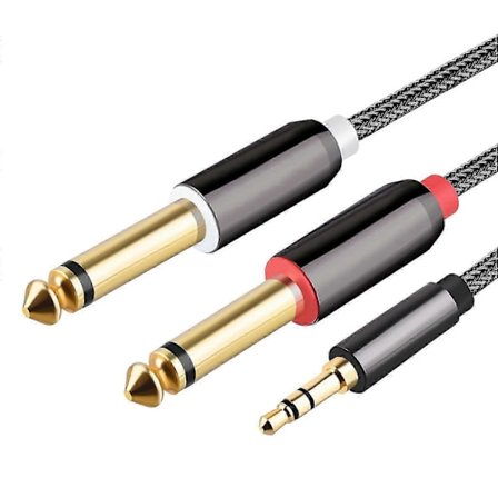 Audiokaapeli 3,5 mm - kaksois 6,35 mm Aux-kaapeli 2X6,5-liitin - 3,5-uros mikserivahvistinkaiuttimelle Spl