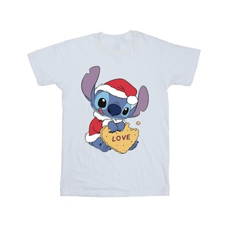 Disney Mens Lilo And Stitch Christmas Love Biscuit T-Shirt S Wh