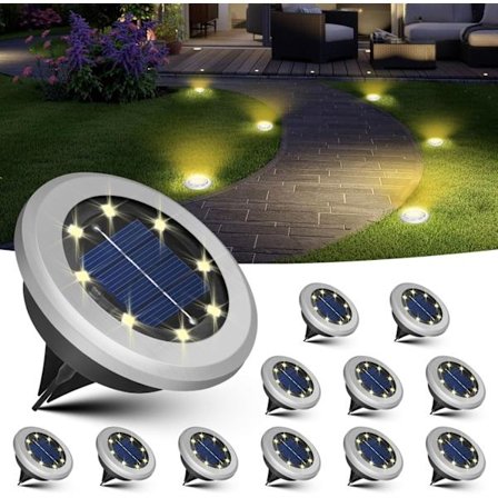8-delt utendørs solcelle gulvlampe sett, LED solcelle hagebelysning, egnet for hager, plener, innkjørsler, fortau, gårdsplasser og andre steder.