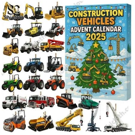 Adventskalender for anleggskjøretøy 2025 - 24 dager med mini ingeniør-lastebilleker, nedtelling til jul for barn, pedagogisk gavesett for gutter[D]