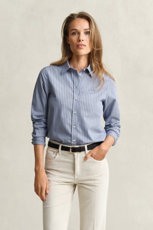 GANT Damen Regular Fit Popeline Bluse mit Streifen (40) Blau