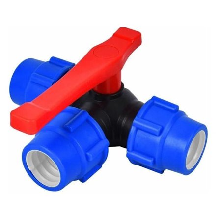 Avstängningsklotventil, 32 mm Treförgrenad Klotventil Snabbkoppling PVC PE Rör Snabbväxel T-koppling (Storlek: 32 mm)