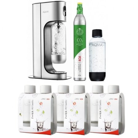 AGA Aqvia Exclusive Steel Black inkl. 2 1L flaskor, 6x0,5L flaskor + kolsyrepatron