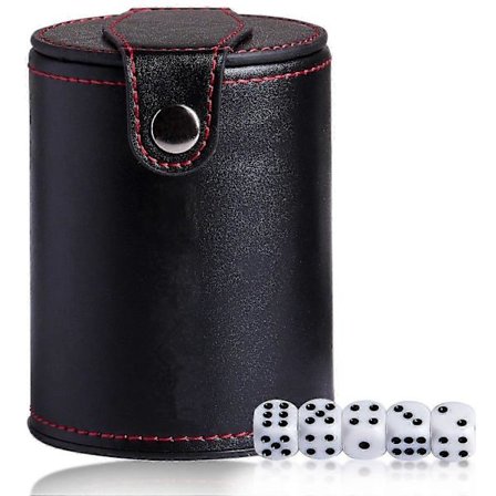2025 Læderterningebæger (5 terninger inkluderet) - Underholdning og selskabsspil{h}