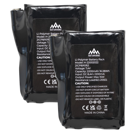 Heat Experience Heex 2200Mah 7,4V Heated Glove Battery 2Pk Black