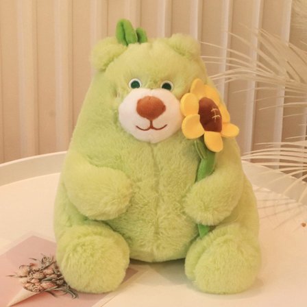 Gosig nallebjörn gosedjur och solrosor Gosig söt mjuk plyschleksak Alla hjärtans dag present flickvän barn present 9,8 "(grön björn)