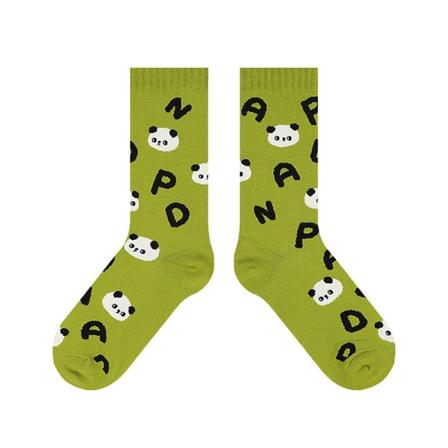 2 par søde panda-strømper til damer i mellemkalv bomuld. Velegnet til kvinder og piger, med interessante mønstre. Skridsikre