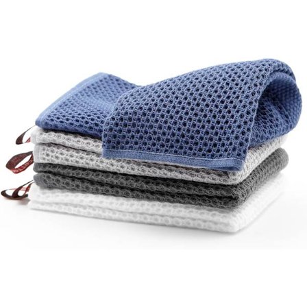 Bomulls kjøkkenhåndklær, sett med 4, 34 x 34 cm, 100% bomull, myke kjøkkenhåndklær med absorberende kraft, rengjøringskluter, oppvaskkluter, tehåndkle