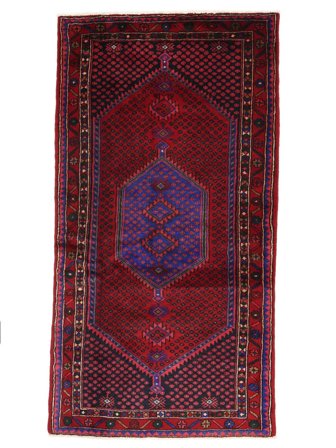 Tapis Hamadan 108X198 Noir/Rouge Foncé (Laine, Perse)