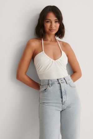 NA-KD Débardeur ruché à armature - Top dos nue - OffBlanc - X-Large