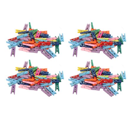 200 stk. klesklyper i tre, fargerikt belegg, miljøvennlige DIY-håndverksklyper for fotovisning