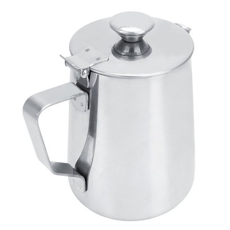 1000 ml rostfri mjölkskumningskanna med lock för Latte Art Coffee Shop