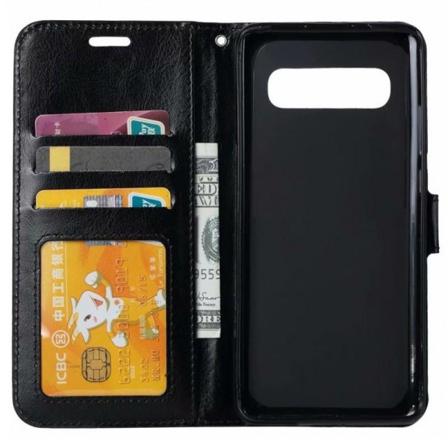 Samsung S10 Plus Plånboksfodral Pu-läder 4-fack Svart