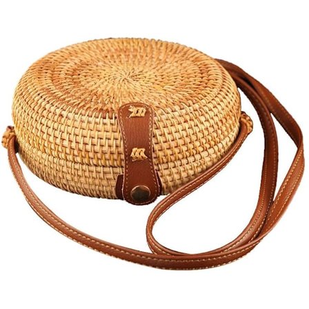 Ulisty Lille Rund Flet Kurv Mini Cirkel Halm Taske Håndlavet Bas