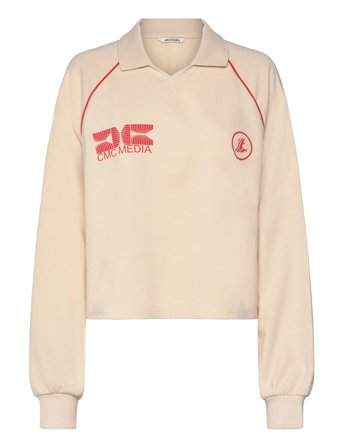 Monki Sporty Boxy Terry Sweatshirt - Cream - L