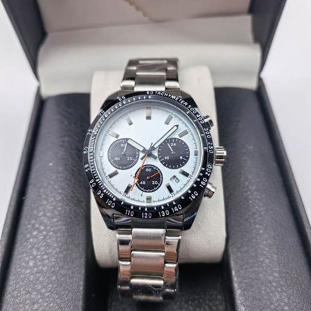 Seiko-kello, ruostumattomasta teräksestä valmistettu ranneke, monitoiminen kuuden osoittimen kronografikvartsi - vaaleansininen