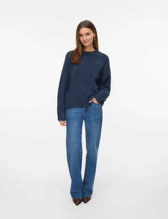 Vero Moda Vmboom Ls O-Neck Pullover Ga Noos - Navy - XL