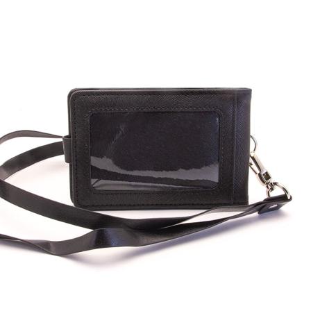 Sammenfoldelig solid ID-holder / kortholder + lang rem - Vælg farve Black