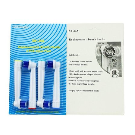 4-pack Ersättningshuvud för Elektrisk Tandborste, Mjuka Dupont Borst, Passar Oral B Elektriska Borstar, SB-17A