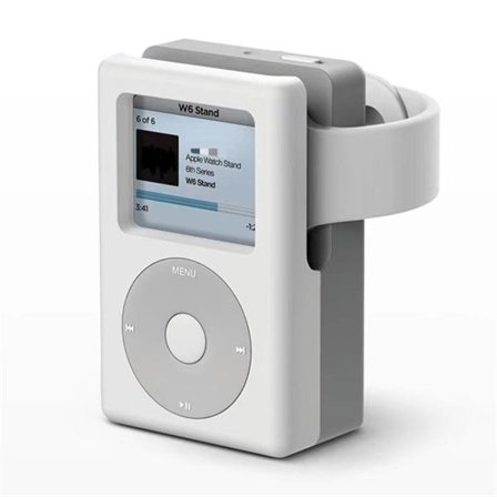 Laddställ av Silikon i MP3-stil till Apple Watch - Grå/Vit