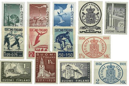 Finland - 13 forskellige frimærker - Postfrisk