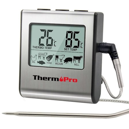 TP16 Digitalt Steketermometer med Timer for BBQ, Grill, Røyker (FMY)