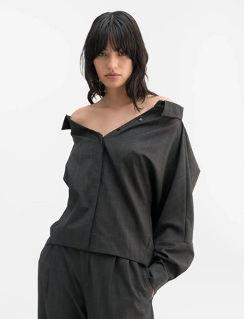Ahlvar Gallery Gigi No Shoulder Check Shirt - Grey - L