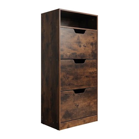 Kallistuva kenkäkaappi säädettävillä lokeroilla ja hyllyllä