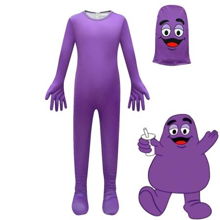 Grimase Shake Kostume Børn Drenge Piger Lilla Grimase Cosplay Wonderful Game Halloween Jumpsuit Canival Fødselsdagsfest kostume 130cm grimace