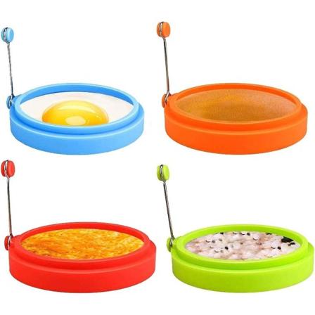 Äggringar av silikon, 4-tums matlagningsringar av livsmedelskvalitet, friterad form, pannkaka-frukostsmörgåsar, Egg Mcmuffi Multicolor