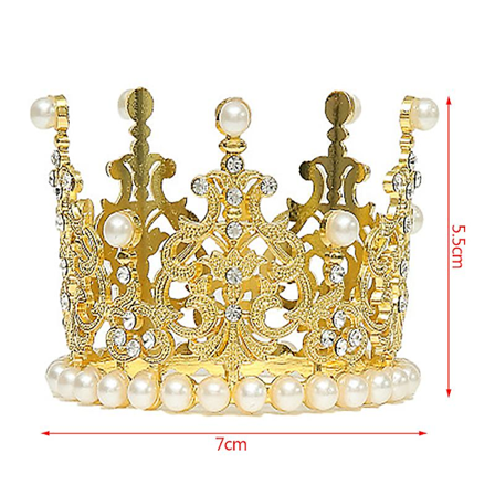 1 st Pärlkrona Tårtdekoration Små Diadem Kristall Pärla Prinsessa Tårtdekorationer