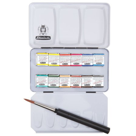 Schmincke Horadam Aquarell Metal 12er-Set + Pinsel